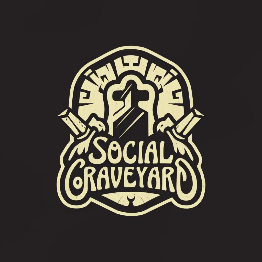 LOGO-Design-For-Social-Graveyard-Minimalistic-Tombstone-Symbol-for-Entertainment-Industry
