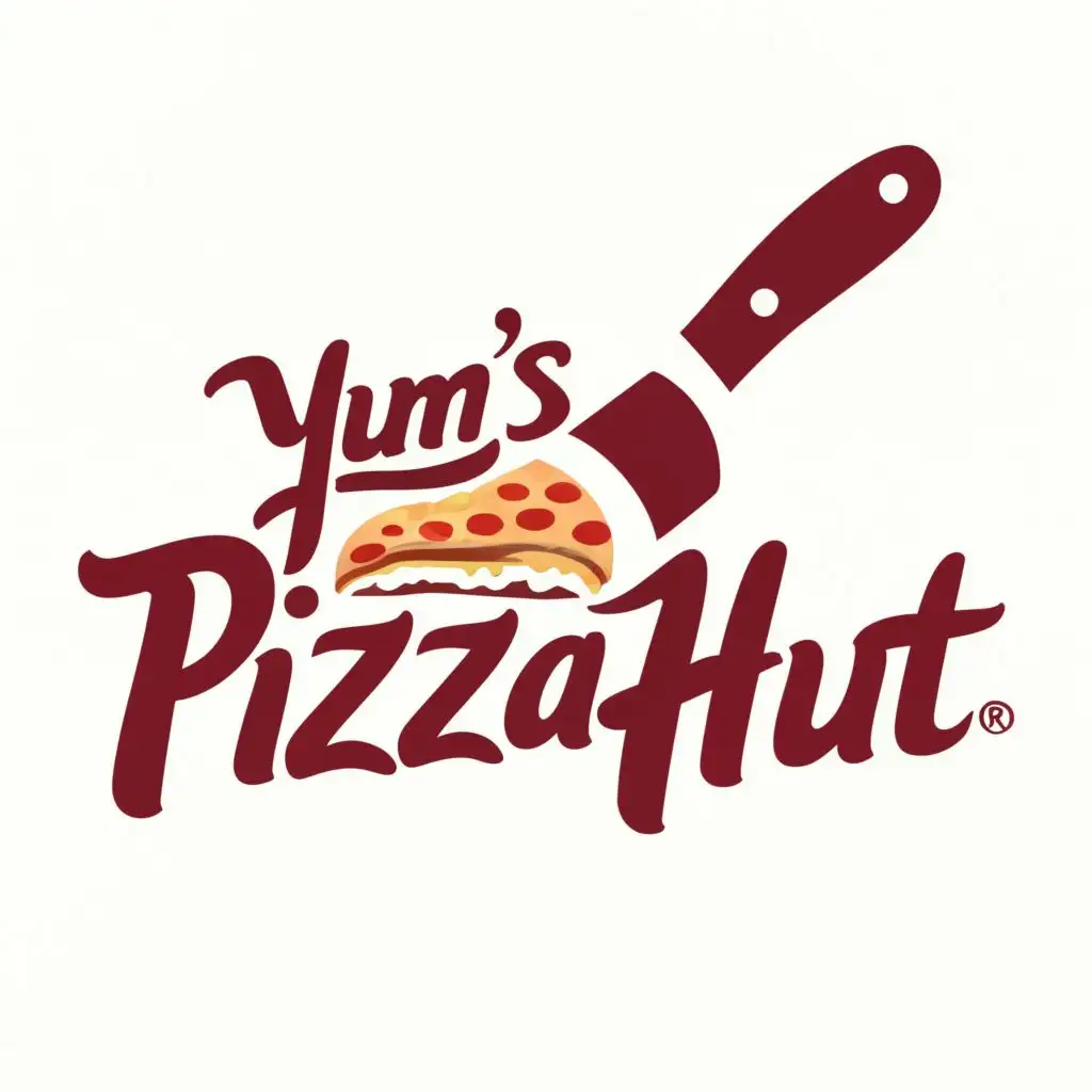 logo, pizza cutter, with the text "Yum's Pizza Hut", typography, be used in Restaurant industry