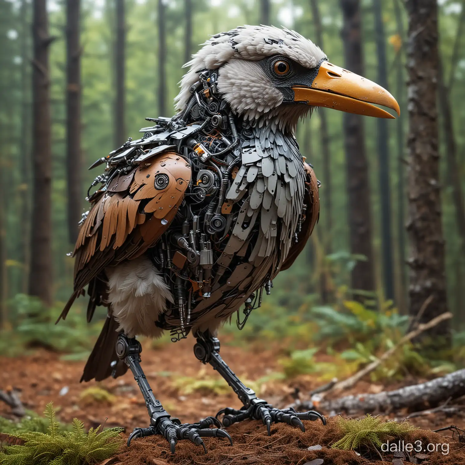 Robotic bird disguised as a real bird. realistic photo