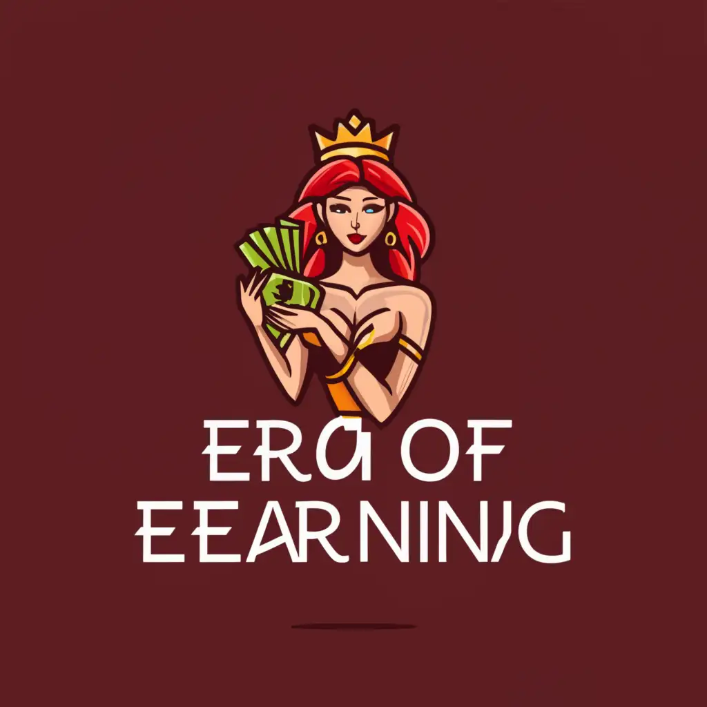 a logo design,with the text "Era of Earning", main symbol:redhead, money,Moderate,clear background