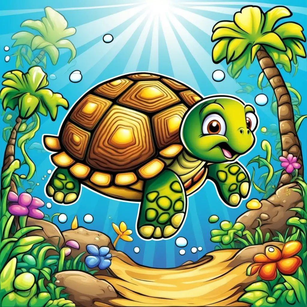 Cheerful Cartoon Turtle Puzzle for Kids