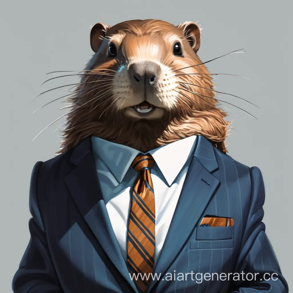 Dapper-Beaver-Wearing-a-Suit-Stylish-Anthropomorphic-Rodent-Art