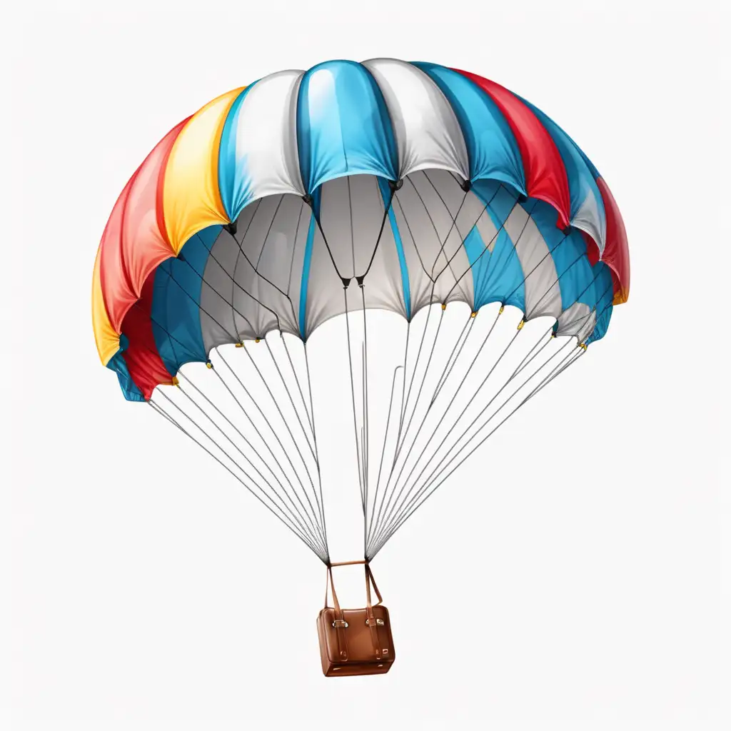 Colorful Parachute Real Illustration on Isolated White Background