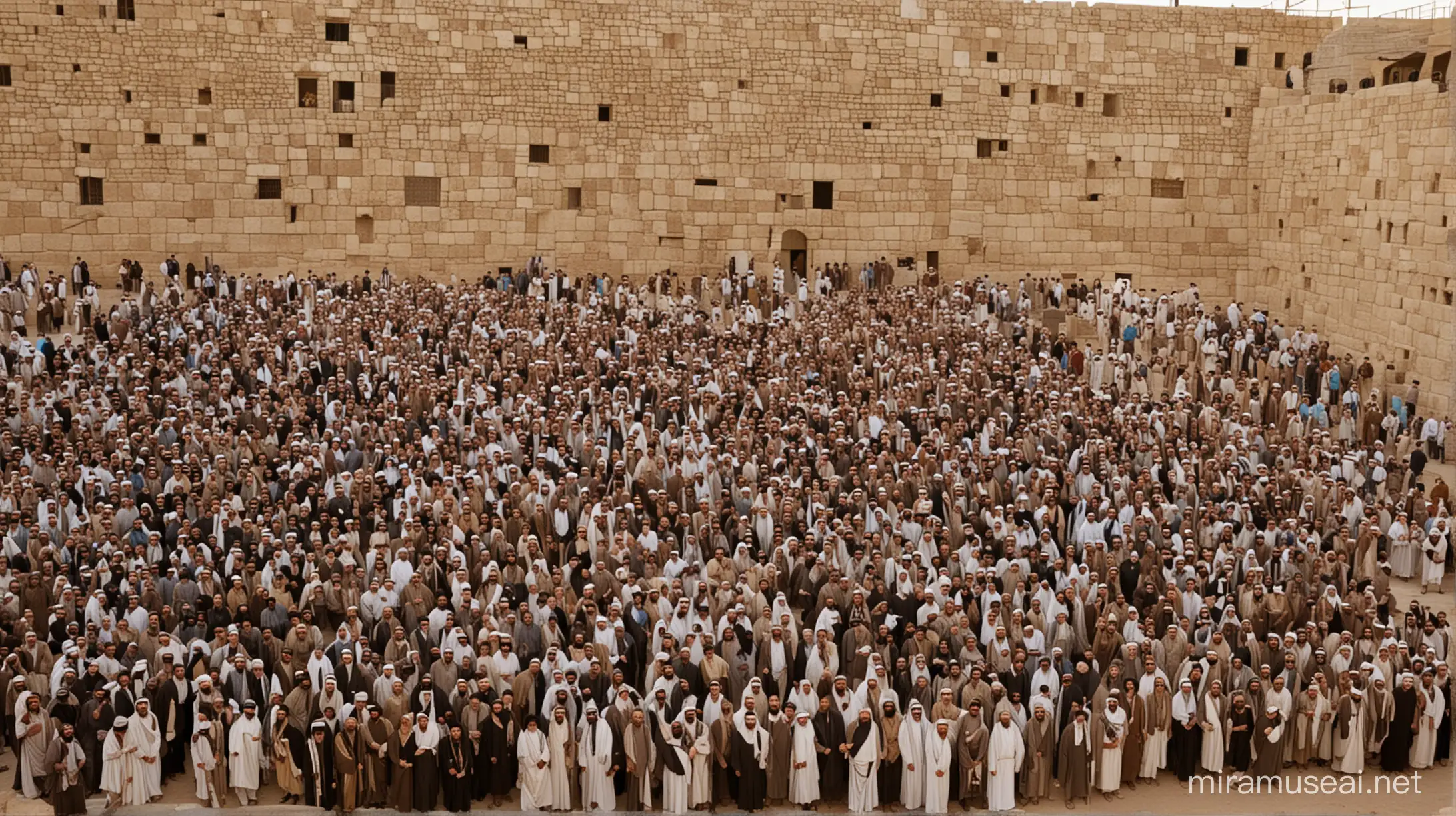 Biblical Gathering Abrahams Era Jewish Men in Middle Eastern Town