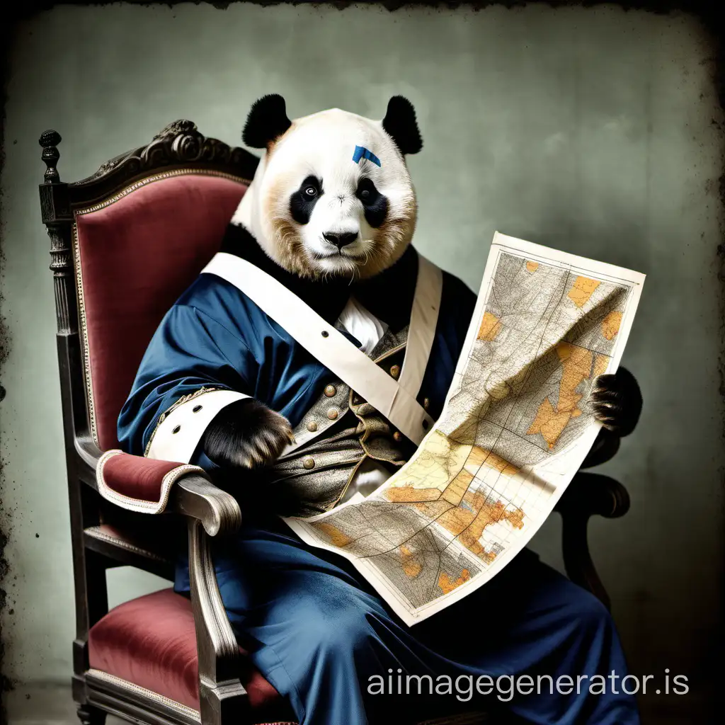 Vintage-Portrait-Napoleon-Panda-Holding-Staff-Map