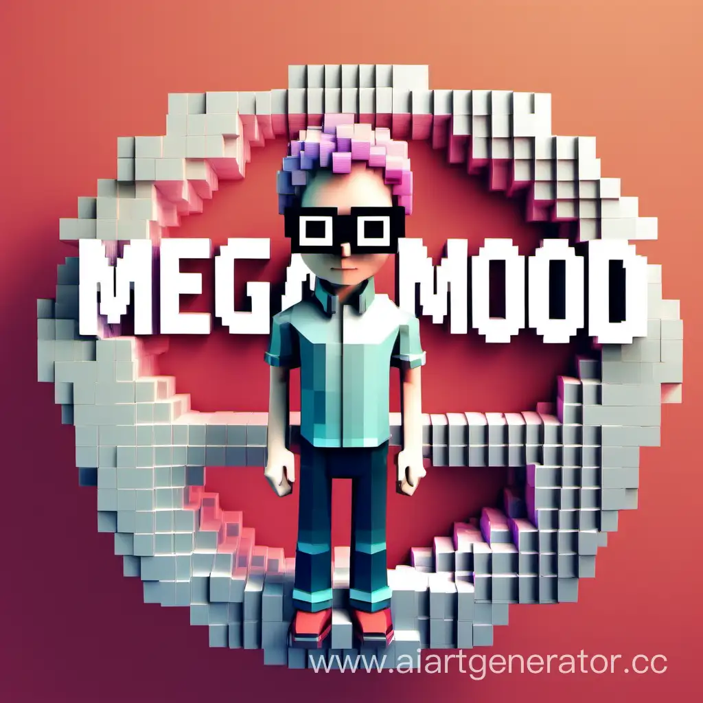 Stylish-Figure-in-Voxel-Graphics-with-Megamod-Inscription