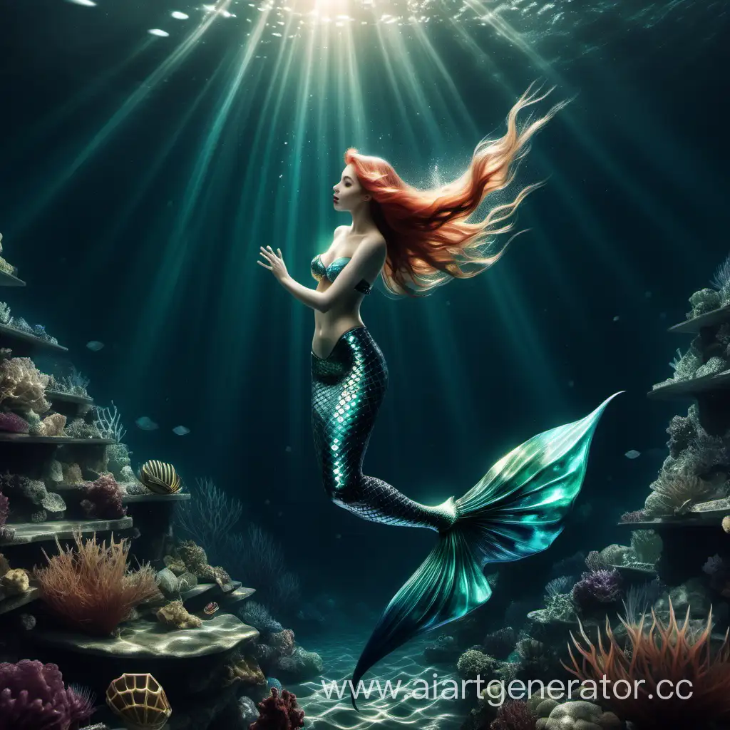 Enchanting-Mermaid-Swimming-Towards-the-Sparkling-Underwater-Diamond