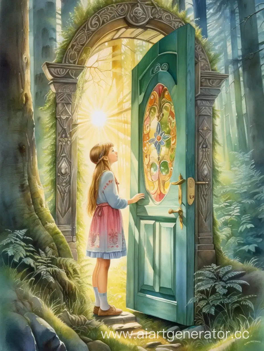 Enchanting-Forest-Door-with-Slavic-Girl-and-Sparkling-Ornaments