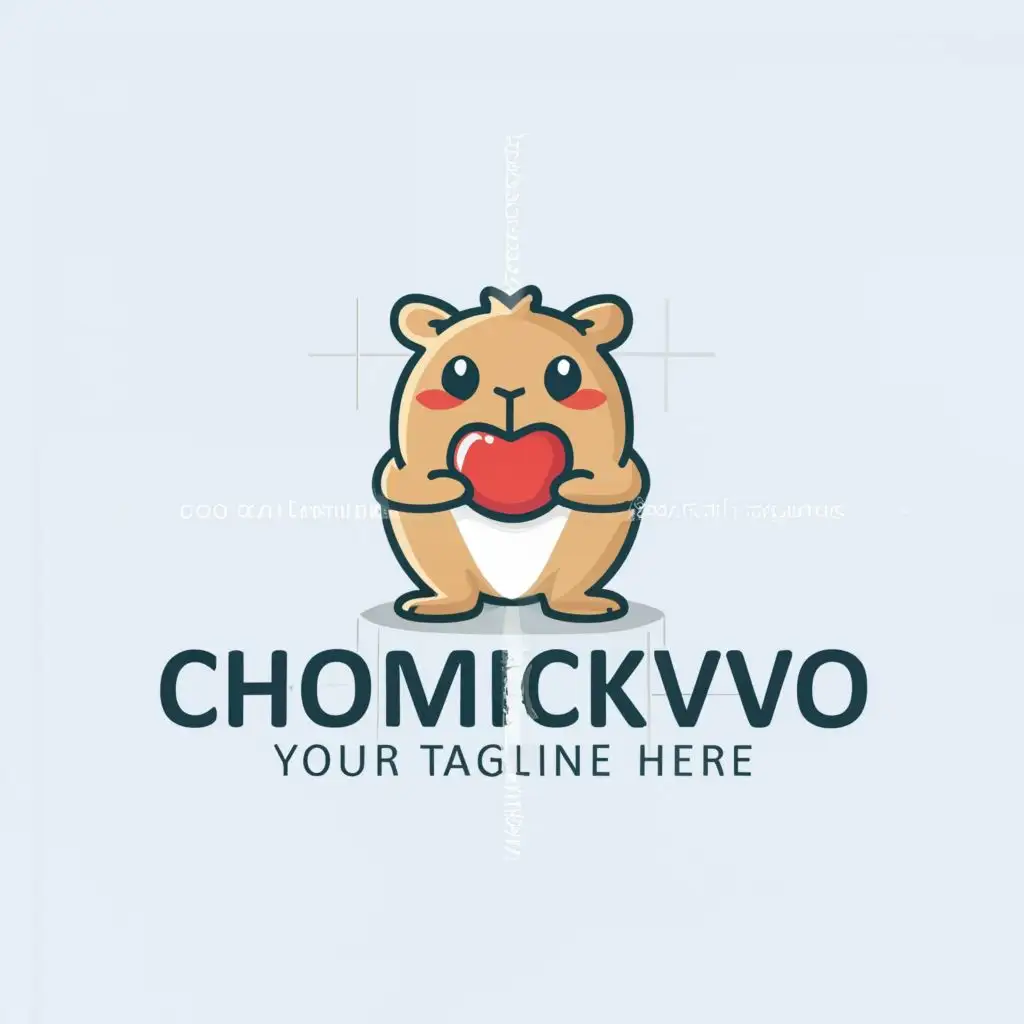 a logo design,with the text 'Chomiczkowo', main symbol:Hammster with red apple,Moderate,clear background