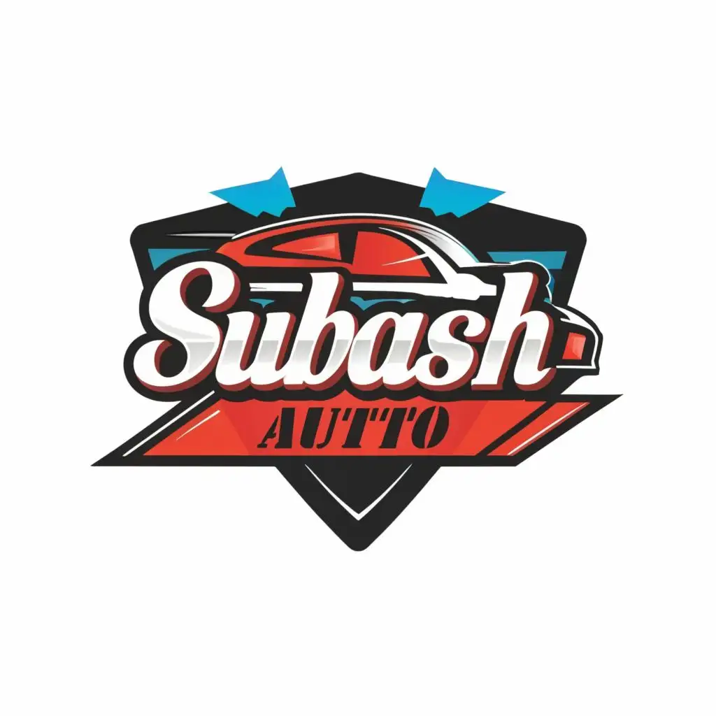 logo, Subash Auto, with the text "Subash Auto", typography, be used in Automotive industry