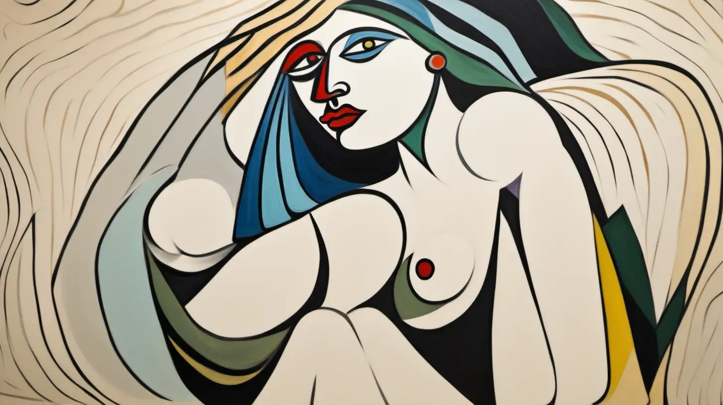 Pablo Picasso style painting of a woman body