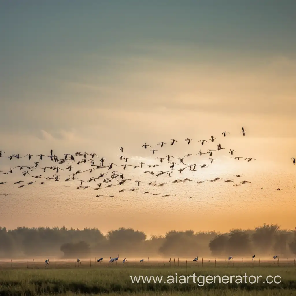 Migrating-Storks-Soaring-Across-Warm-Skies