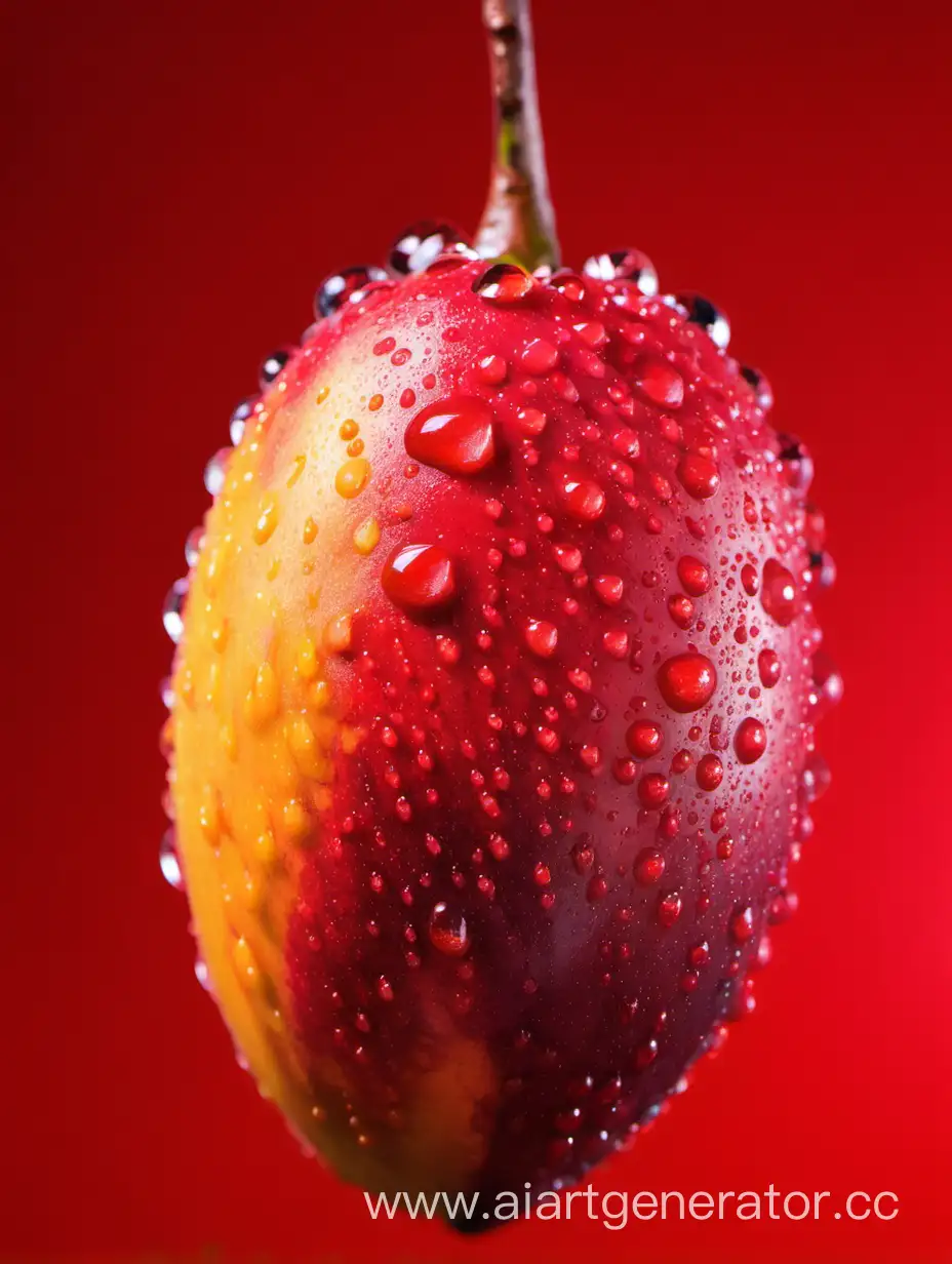 African Mango with RED background WATER DROPS