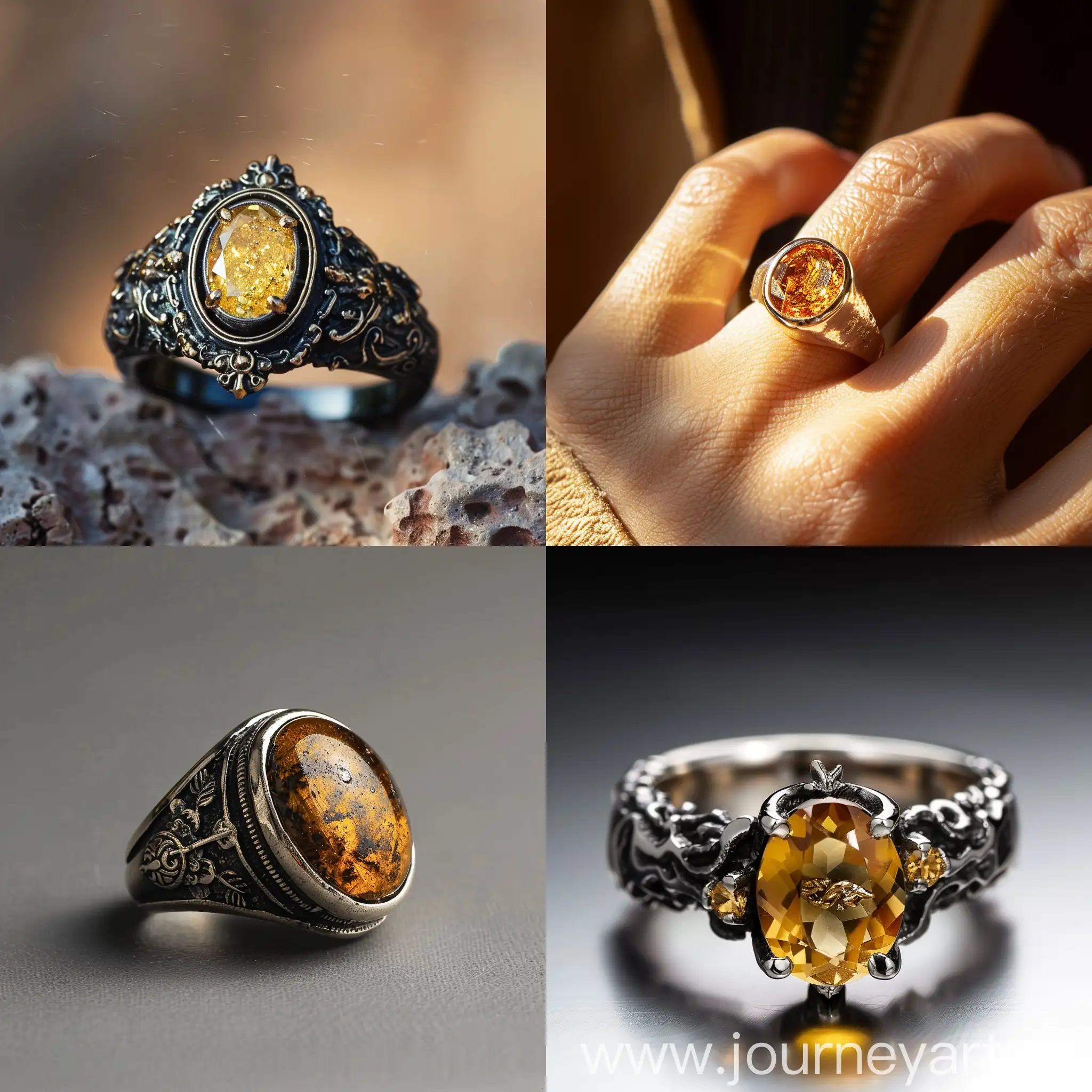 кольцо с золотистым камнем громовой печати