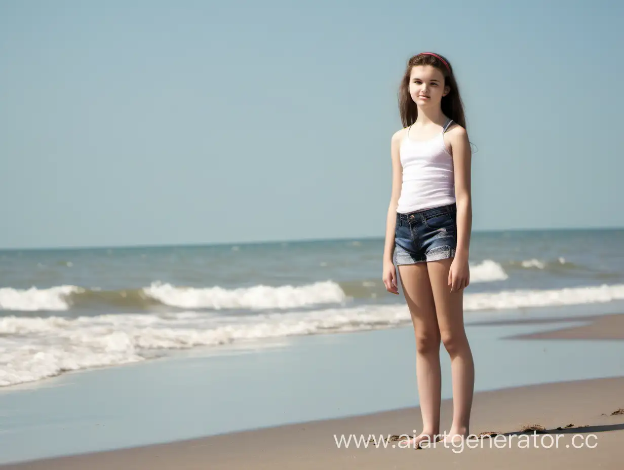 Девушка-подросток на пляже в полный рост