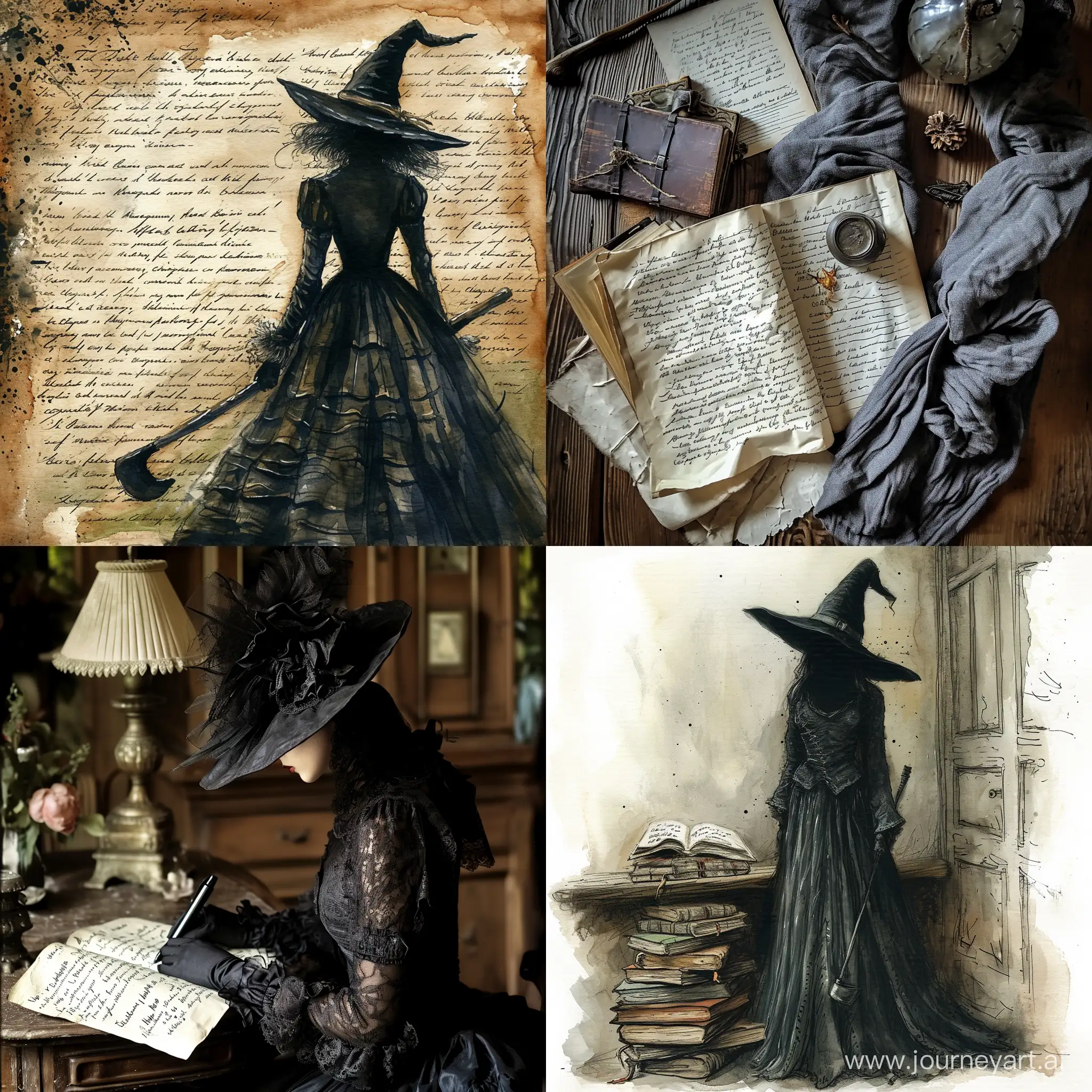 Enchanting-Witch-Crafting-a-Spell-on-Parchment