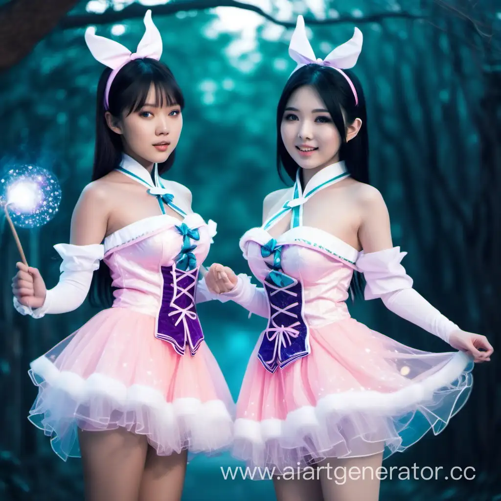 2 азиатские девушки в магическом образе
