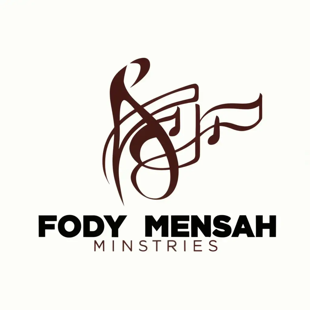 a logo design,with the text "FODY MENSAH MINISTRIES", main symbol:Musical Symbol,complex,be used in Entertainment industry,clear background