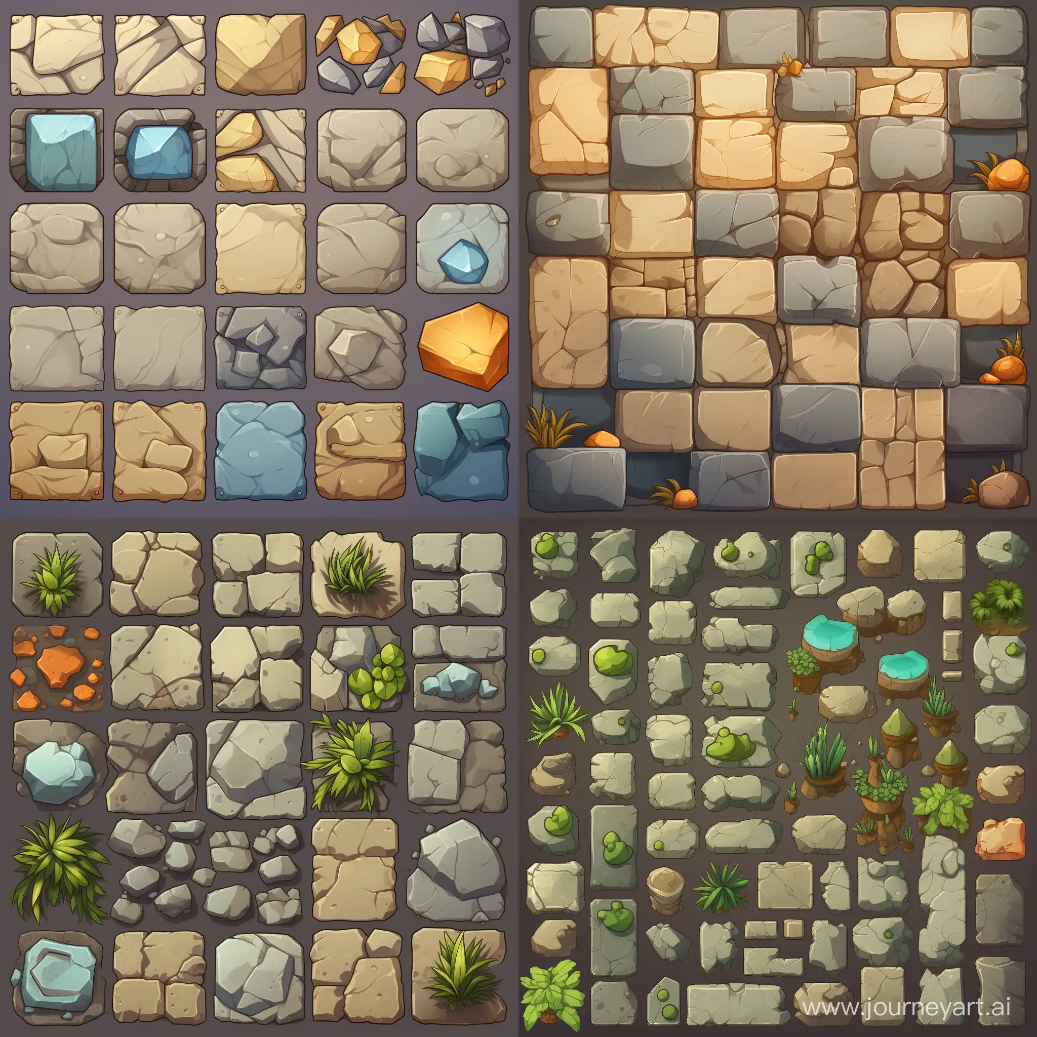 Cartoon-Stone-Tile-Set-for-TopDown-Game-Background-1080-x-1080