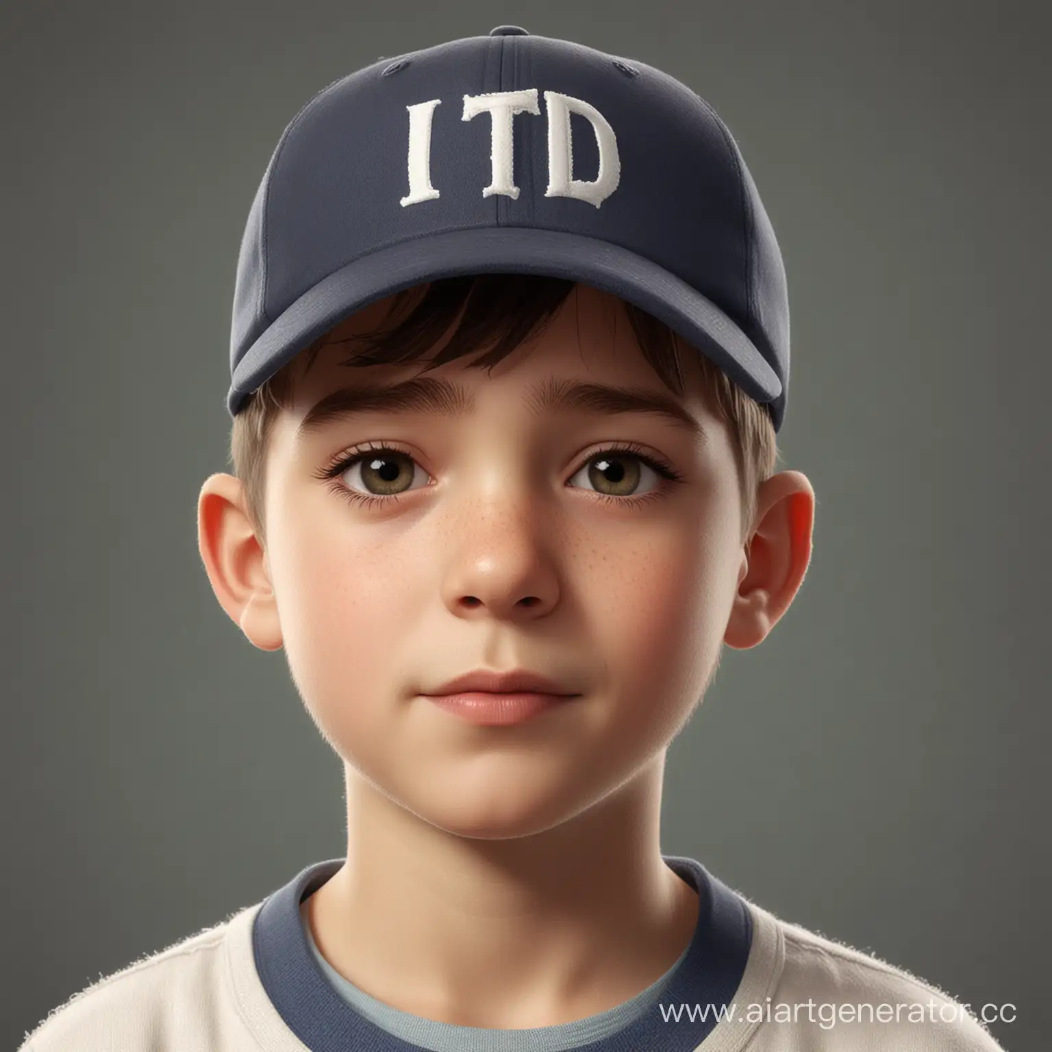Портрет мальчика в бейсболке. На бейсболке надпись: "ITD" Стиль - мультипликация
