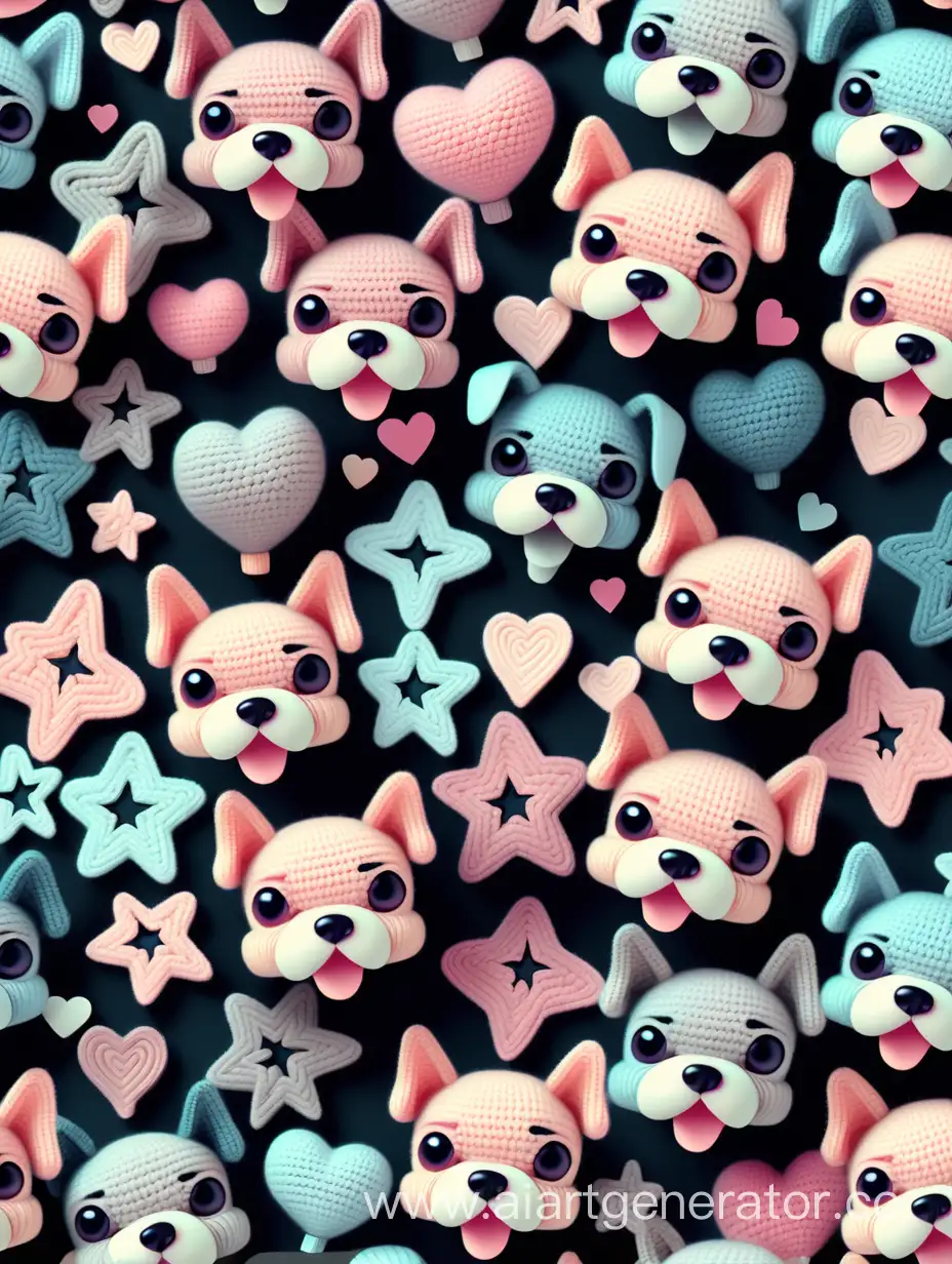 Whimsical-3D-Chibi-Dog-Faces-and-Hearts-Seamless-Pattern