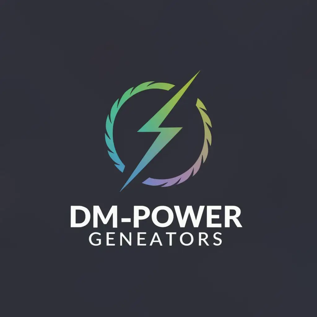 a logo design,with the text 'DM-POWER GENERATORS', main symbol:lightning,Moderate, be used in Technology industry, clear background