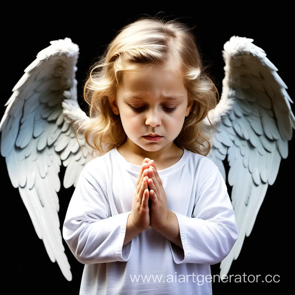 ангелочек с крыльями молится
