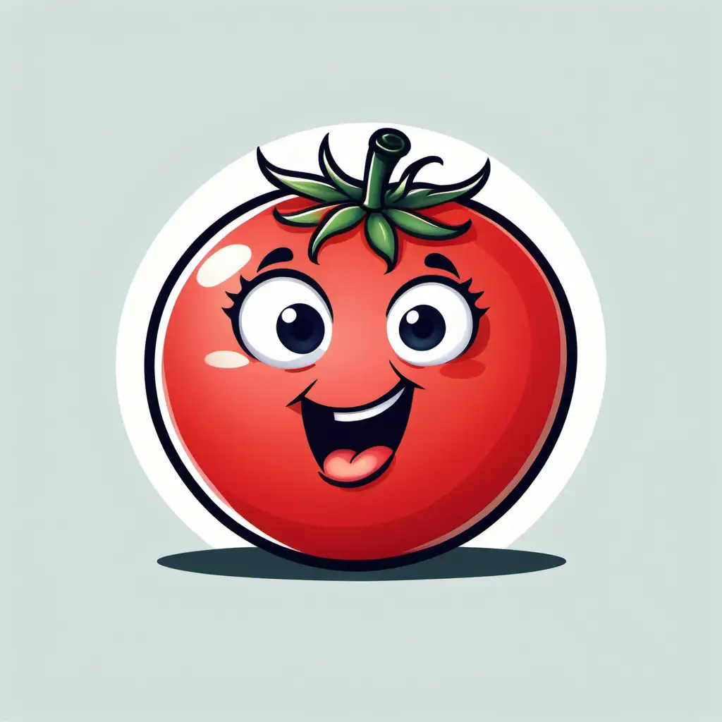 Cartoon drawing of a blushing tomato no background
