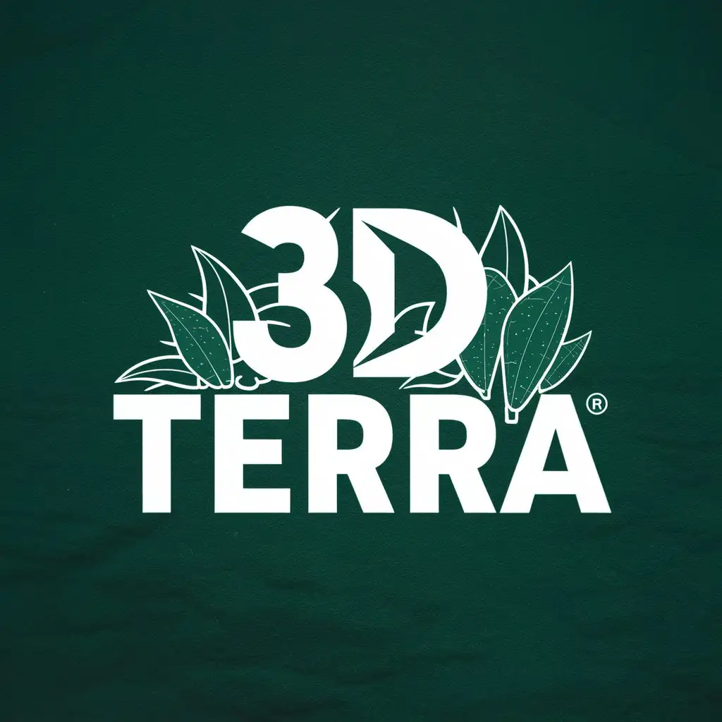 LOGO-Design-For-3D-Terra-Vibrant-Green-Plant-Illustration-with-Modern-Typography