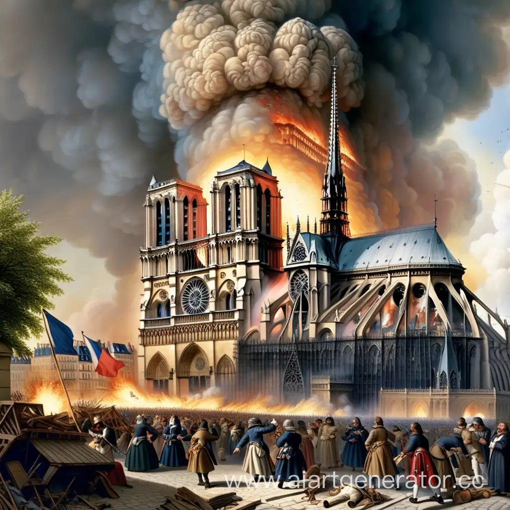 Взрыв Нотр-Дама французскими революционерами против ислама