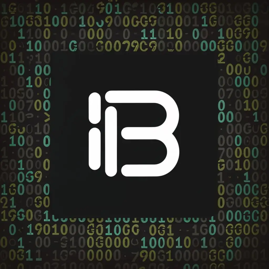 a logo design,with the text "IB", main symbol:Coding language,Moderate,be used in Technology industry,clear background