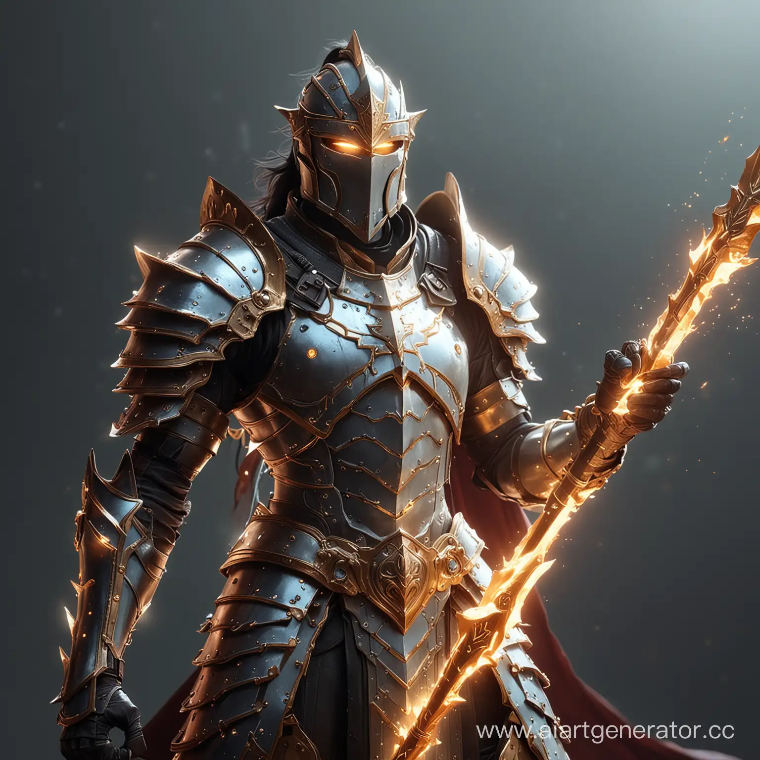 Radiant-Warrior-Luminous-Lancer-Piercing-the-Darkness-with-Gleaming-Armor-and-Spear