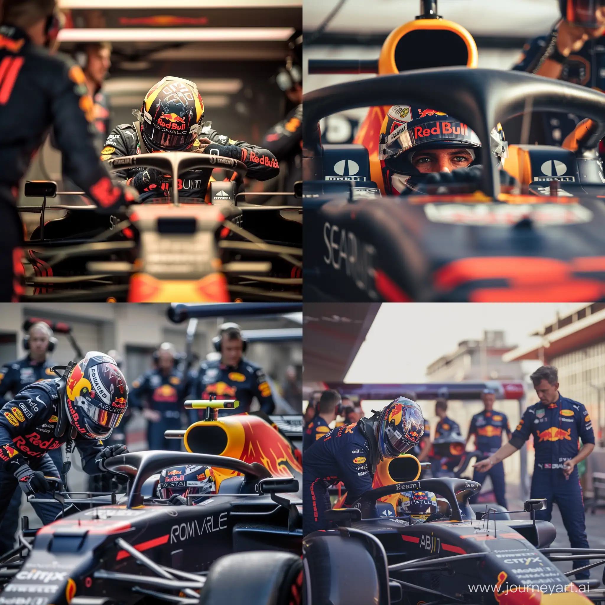 Red-Bull-Formula-1-Driver-in-Pit-Box-with-V6-Engine