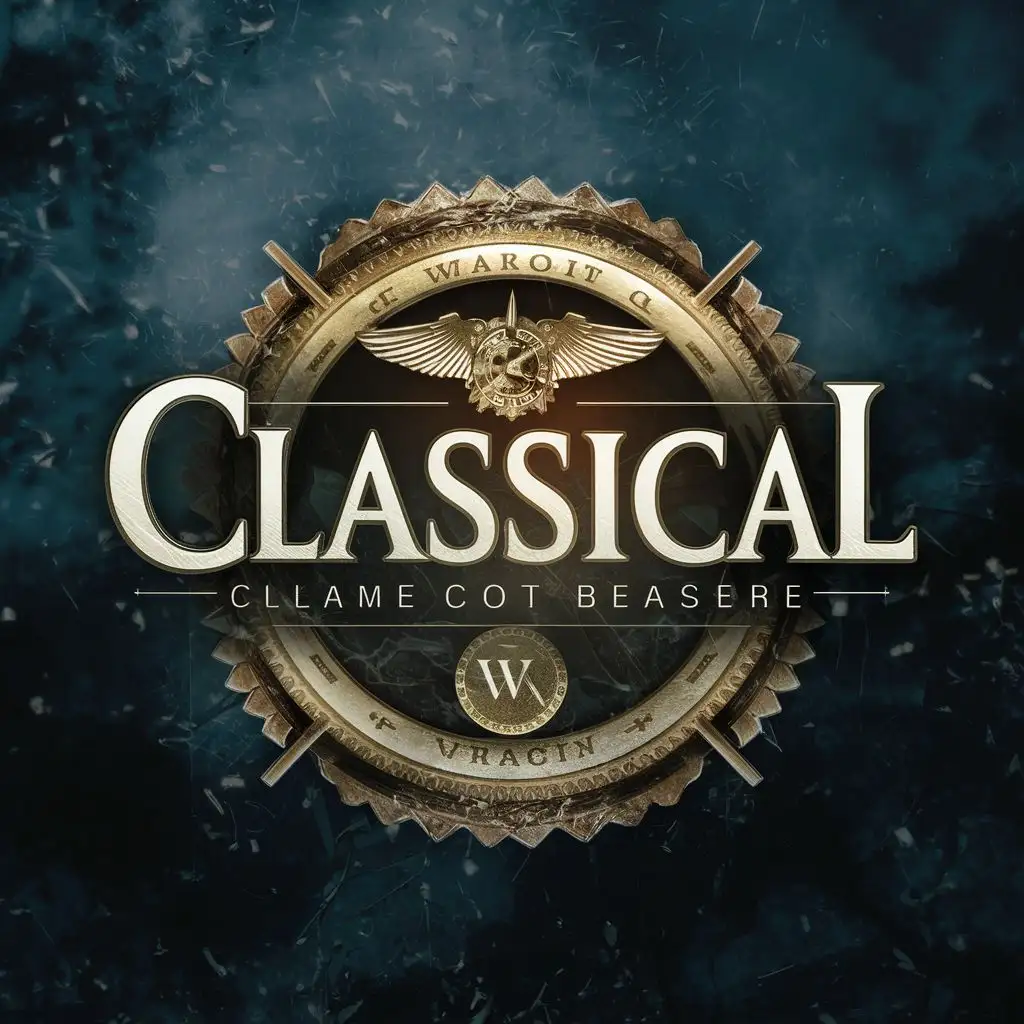 logo, war, with the text "classical", typography