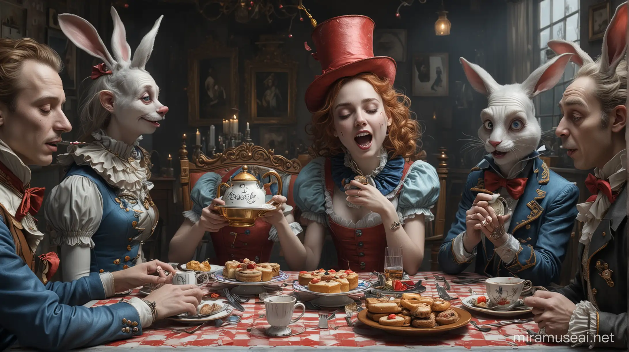 Surreal Cyberpunk Alice in Wonderland Tea Party