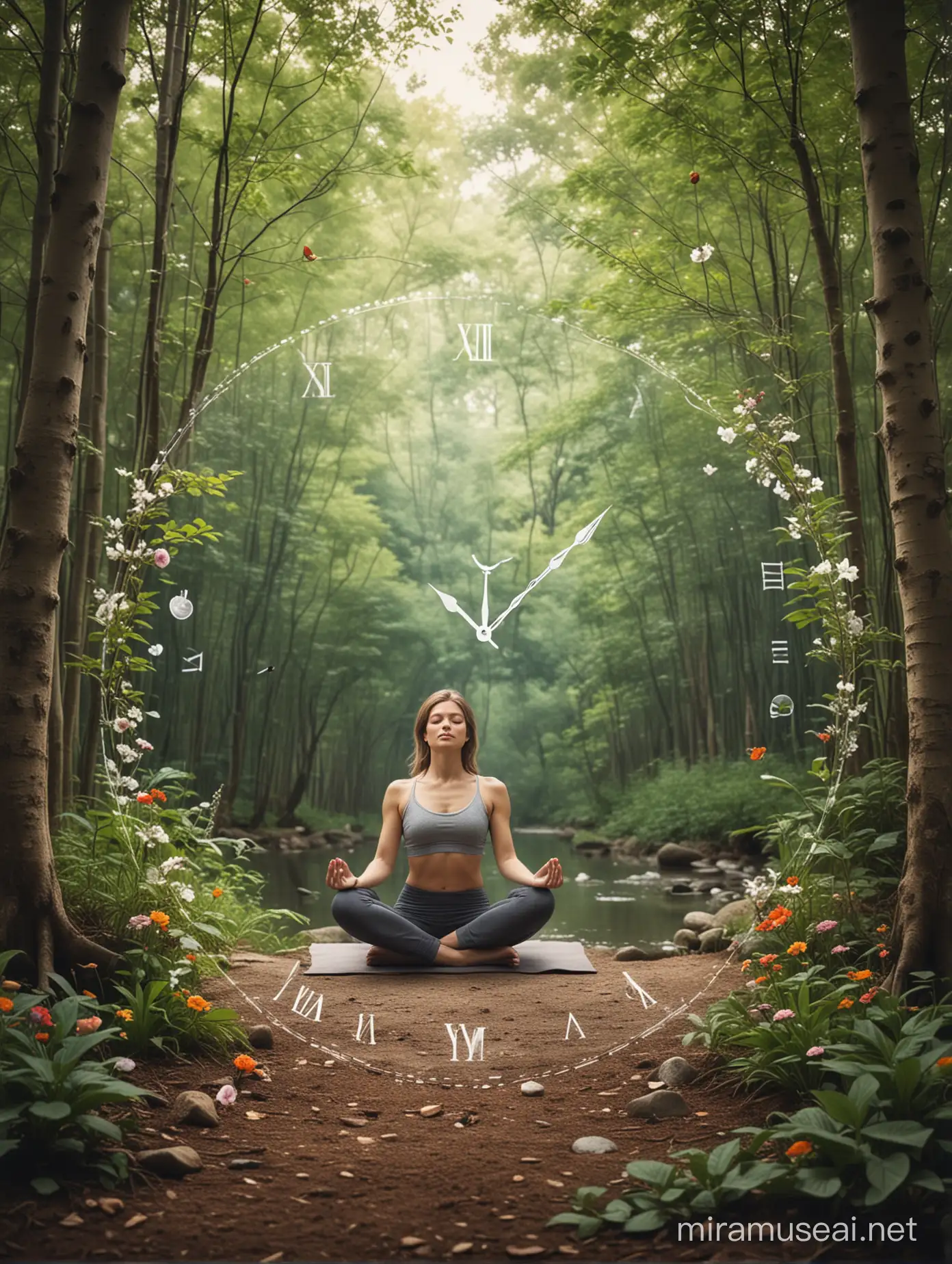 Tranquil Nature Meditation with Mindfulness Icons