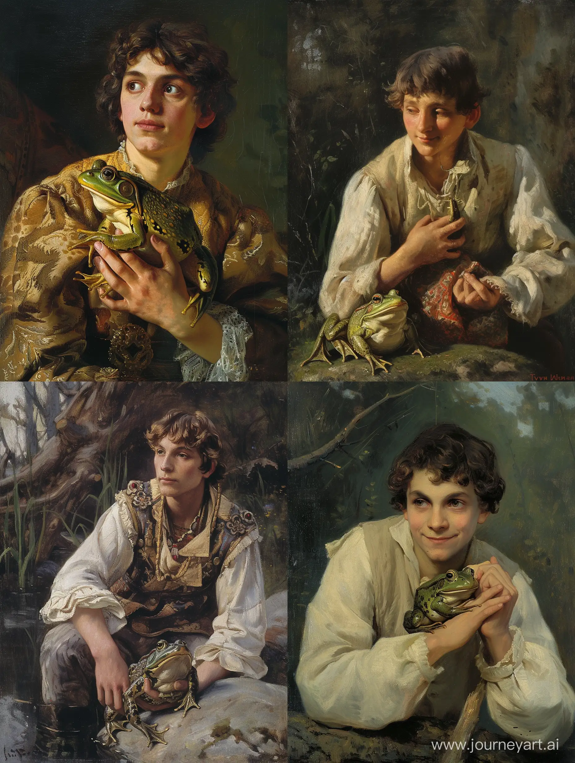 a young man, Ivan Tsarevich with a frog