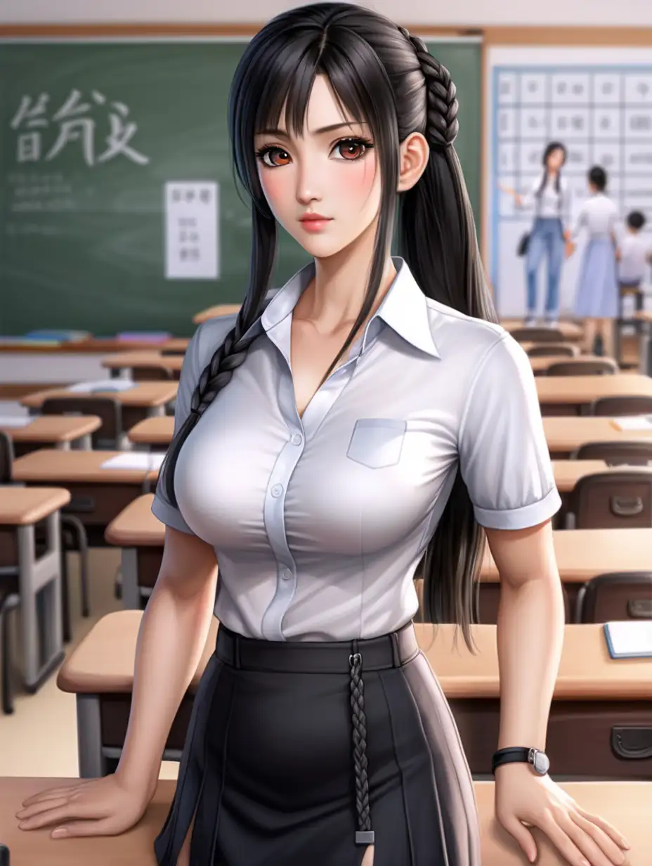 Modern Chinese Woman Teacher with Calm Personality in Classroom