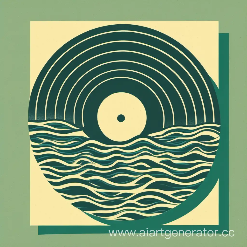 Море морская тематика открытка солнце минимализм виниловая пластинка ретро 