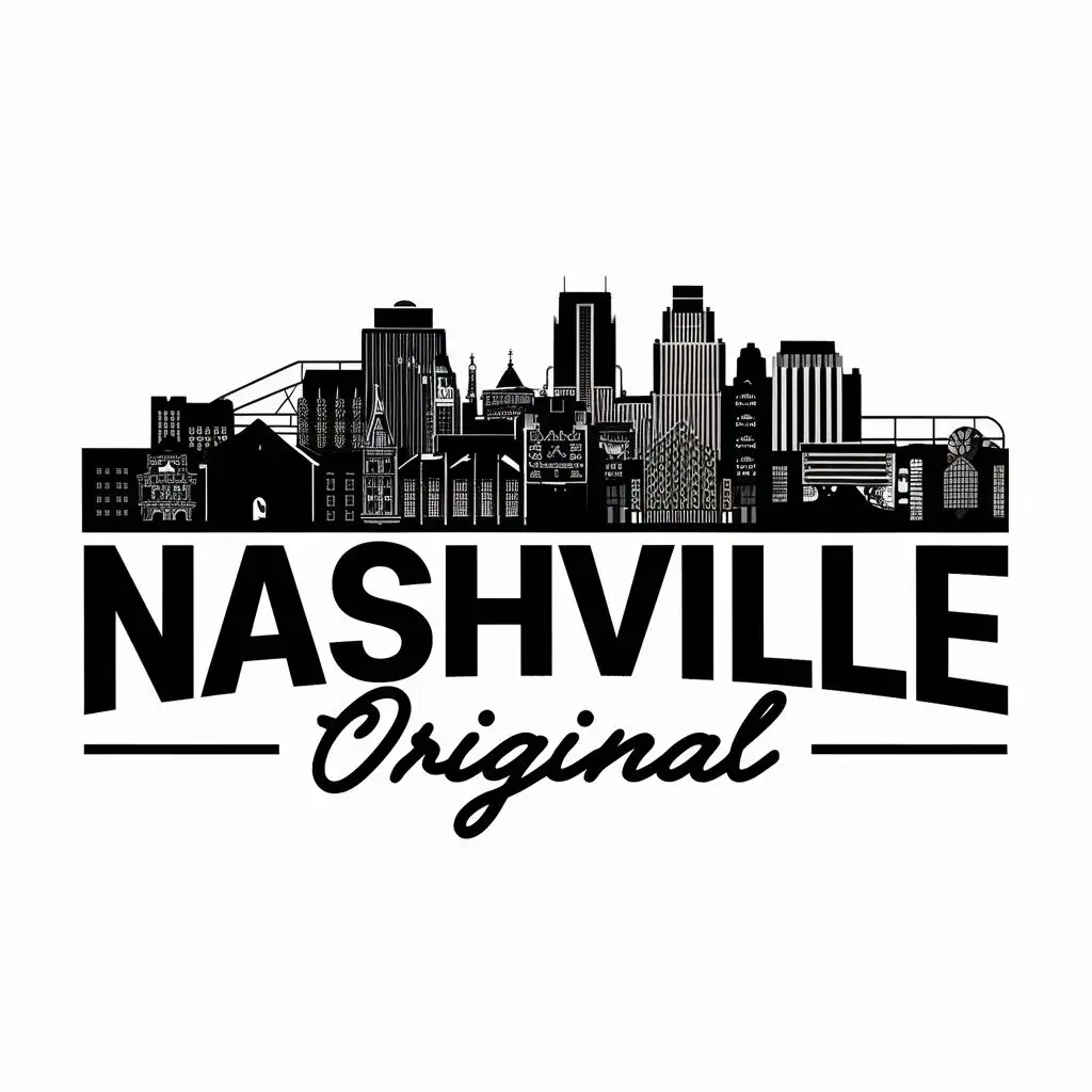 LOGO-Design-For-Nashville-Original-Monochrome-Nashville-Skyline-with-Classic-Typography