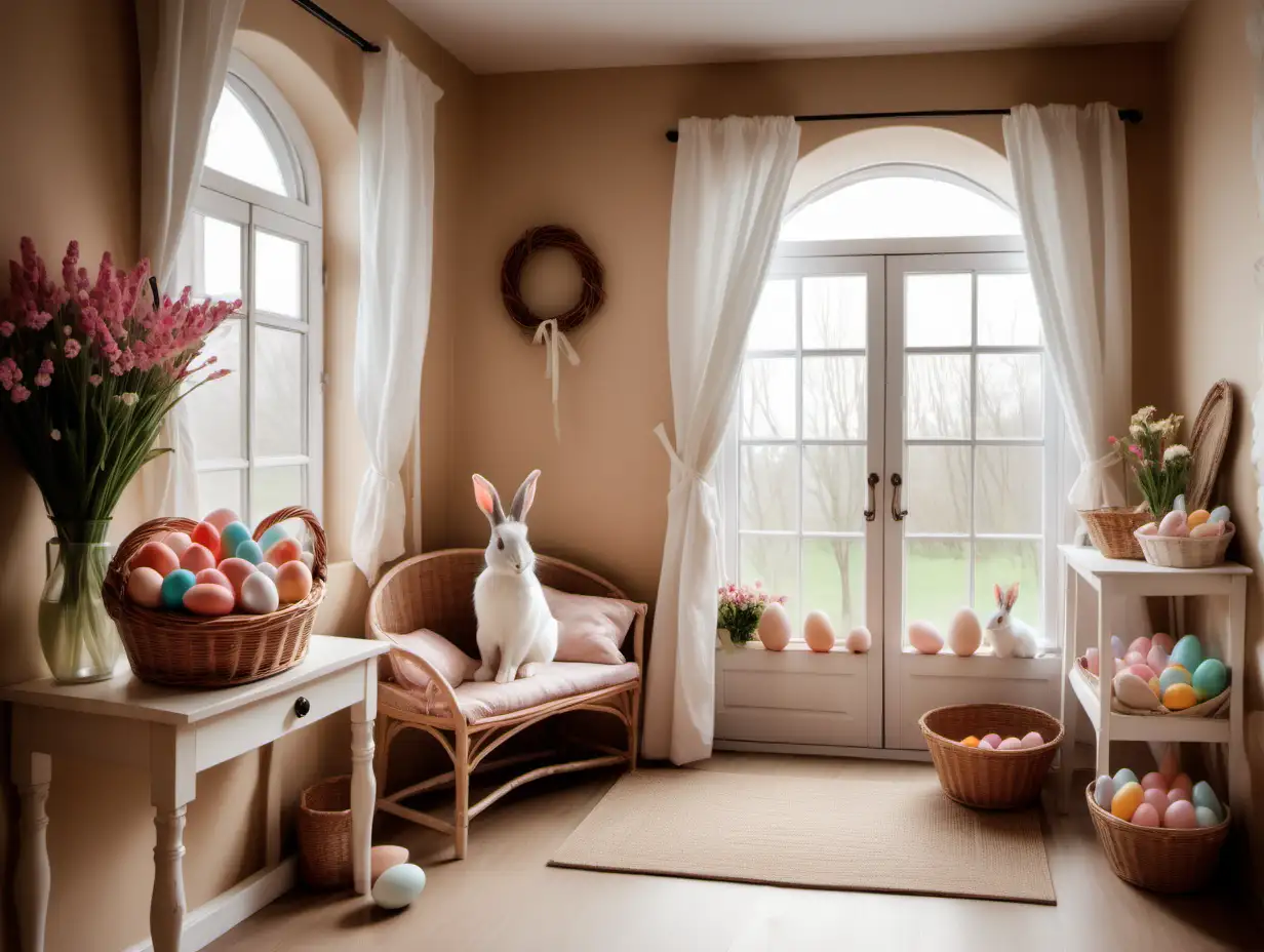 Enchanting Romantic Room with Easter Decor and Bunny Delight