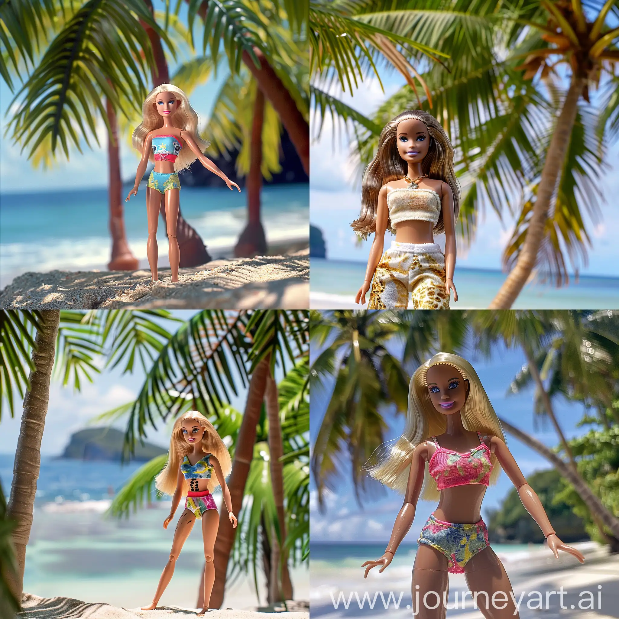 Futuristic-Barbie-with-Predator-Influence-on-a-Tropical-Beach
