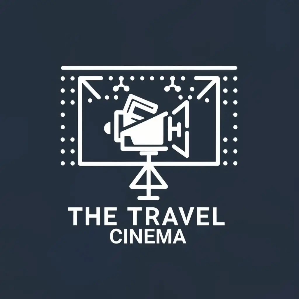 logo, projector screen technology, with the text "The Travel Cinema", typography, be used in Entertainment industry