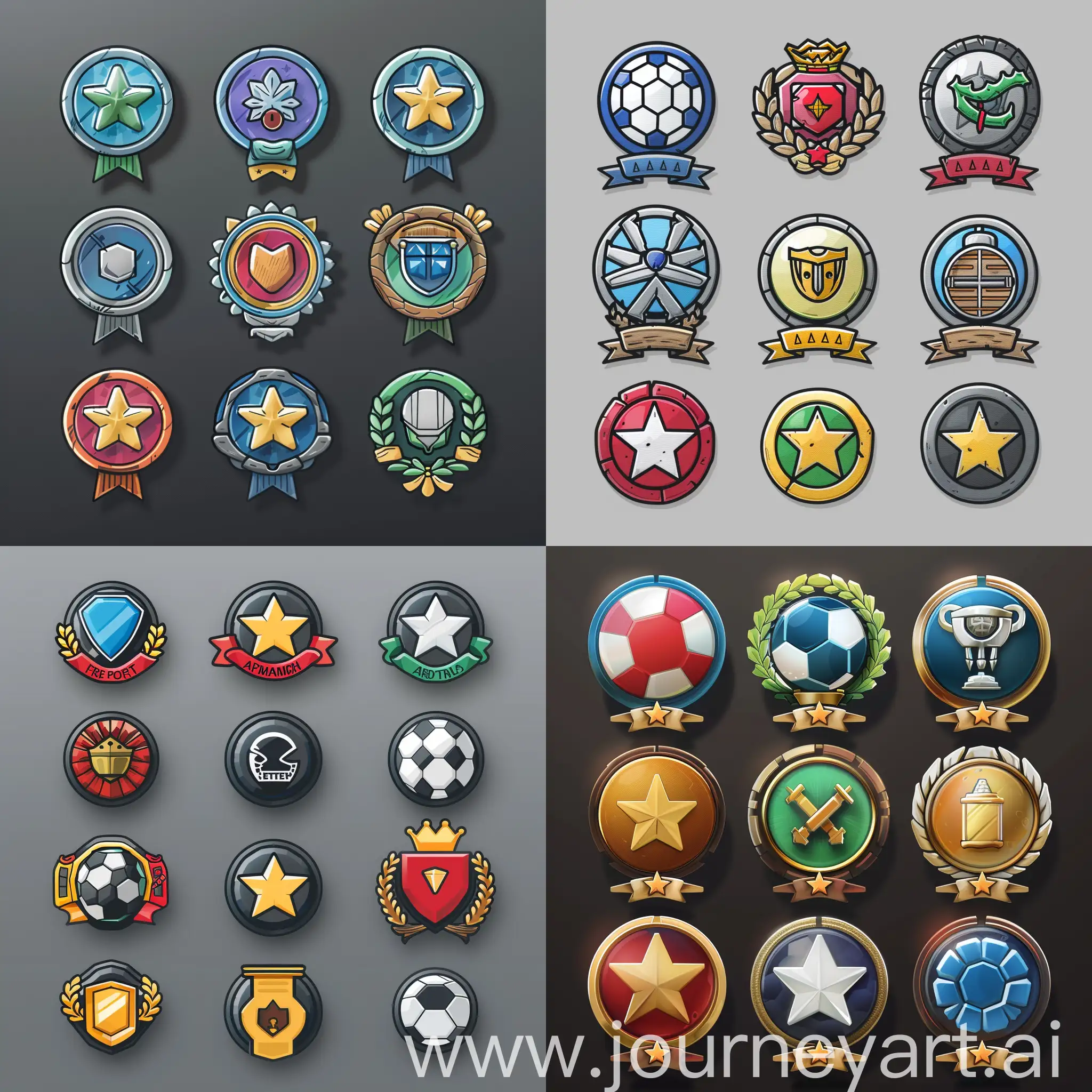 на основе Free Sport Achievement Badges Icon Pack создай новые иконки для достижений