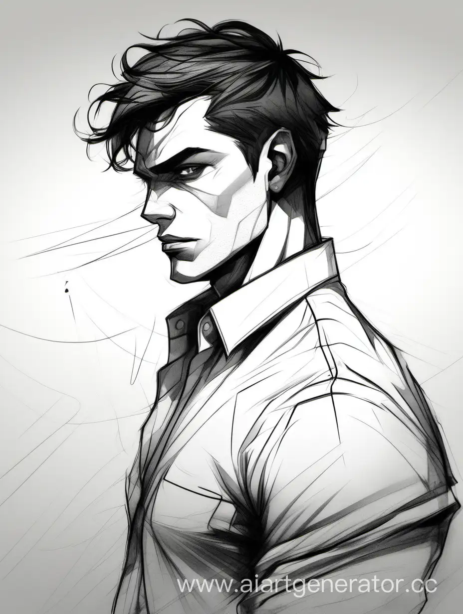 Serious-Fit-Artist-Drawing-in-Shirt-Creative-Man-with-Dark-Hair