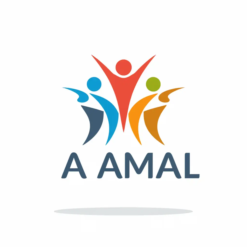 a logo design,with the text "Al Amal", main symbol:raising children,complex,be used in Education industry,clear background