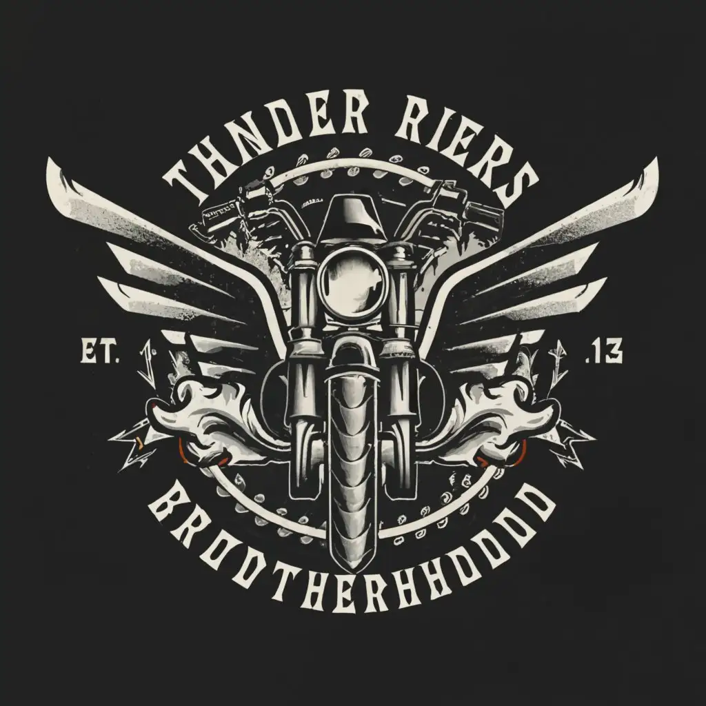 a logo design,with the text "Thunder Riders Brotherhood", main symbol:bikes,Moderate,be used in Travel industry,clear background