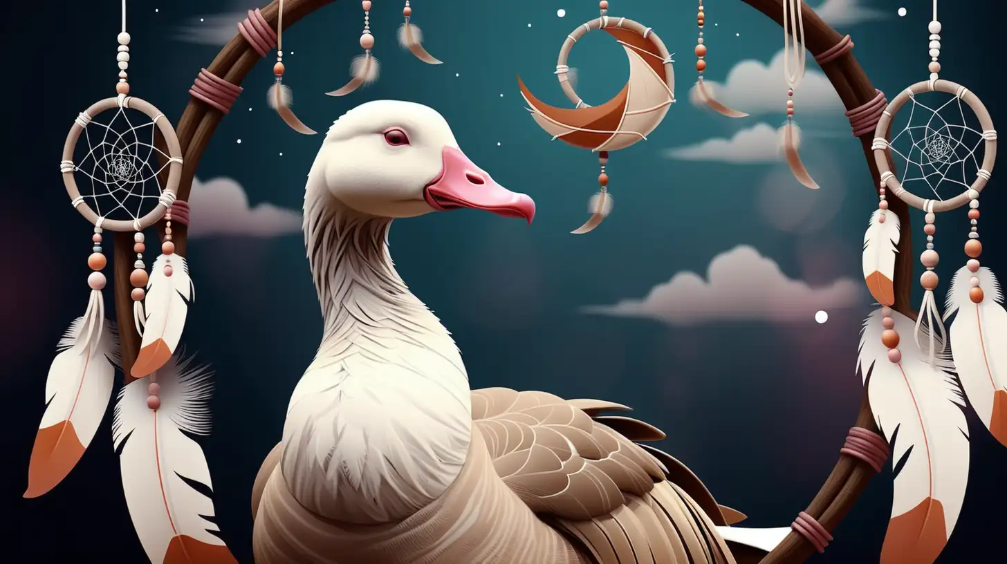 Enchanting Dreamcatcher Scene with Majestic Goose