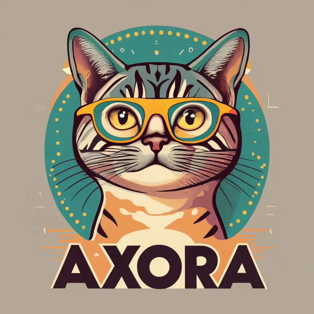 logo, cat, with the text "Axora", typography