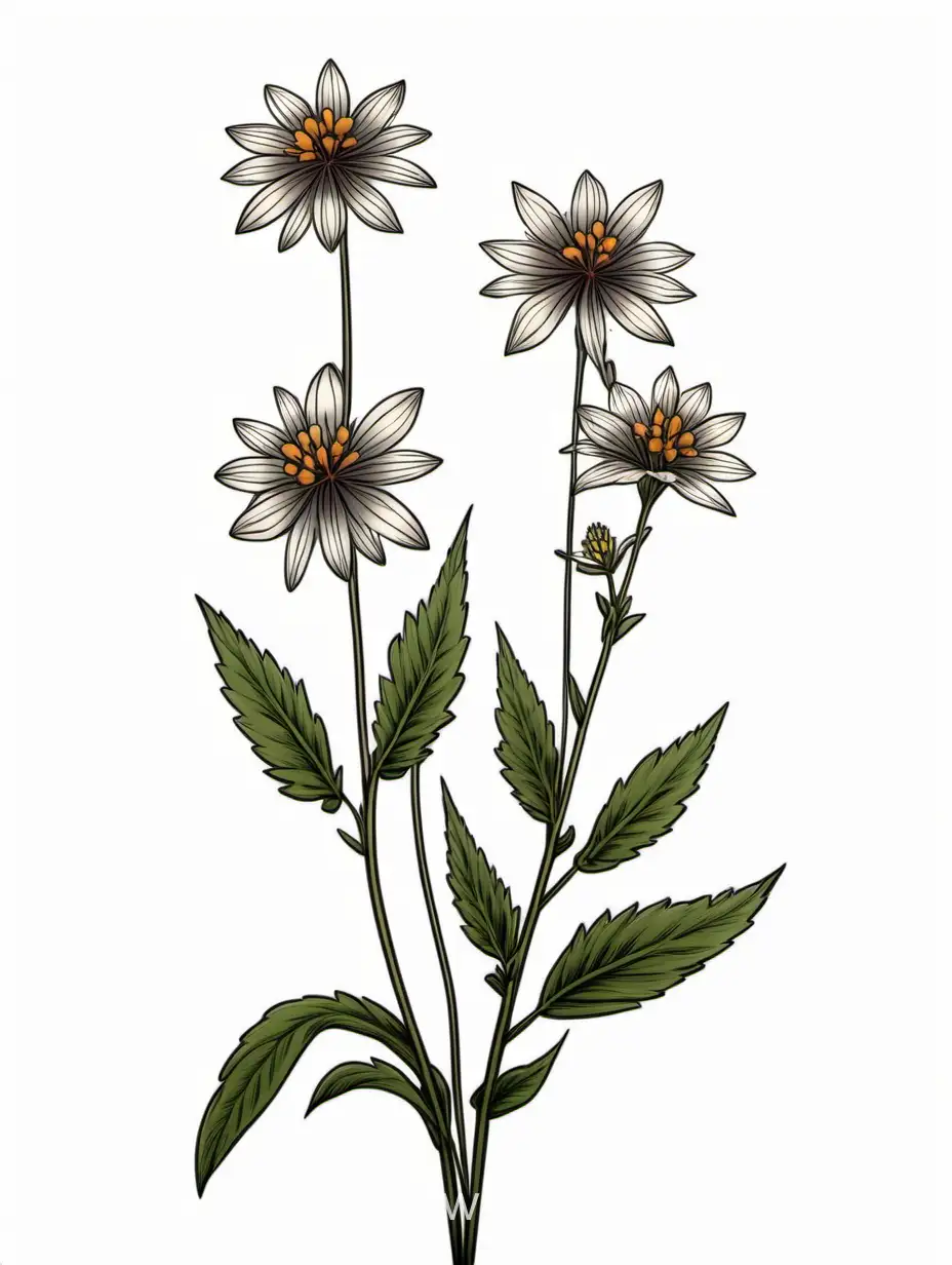 dar DARK BRWON wildflower 3 plants lines art, simple, herb, Unique floral, botanical ,grow in cluster, 4K, high quality, white background,